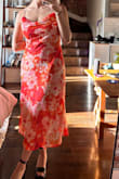 Wore this to a formal rehearsal dinner and got so many compliments! The colors were really beautiful in person and the material was comfortable and breathable. I had to pin part of the cowl neck down because it was a bit too ruffly for me, but I didn't have to wear a bra with it, which is a huge plus, considering I'm a 34DD and usually have to! 10/10 dress - Jamie K.