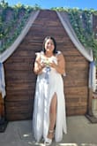 I wore this dress for my bridal shower! While it doesn't have much stretch, it is absolutely amazing! The quality and material are fantastic!!! I loved this dress so much and so did all my guests! - April T.