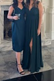 Great dress to wear as a guest to a wedding with formal dress code. It was very long even with heels on so I had to get it hemmed. The dress was slightly big but there's no stretch to the fabric so I kept the L without exchanging. - Hyebina P.