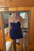I love this dress! I am a size s/m and got the medium which fits pretty well. You can adjust it to be shorter or longer if u want. Fit me a bit shorter than it was on the model - Sally C.