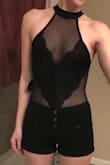 The fit is exactly as is shown in the model. I love it so much! I actually bought it for a formal event with a formal skirt, but it was too sexy/revealing so instead, I am repurposing for club attire with a high-waisted skirt. I can wear without a bra, and I still get some side boob. As a tall woman (5'11"), I'm always hesitant about bodysuits, but I am so happy I tried this. It's perfect! - Maria R.
