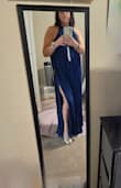 This dress is a pleasant surprise. The material is very nice. Fully lined. The blue color is subtle not bright. The length is perfect with 4 inch heels but can be altered. The neck is not tight. It does run a little big under the arms. I will have to have it taken in. I will be wearing this to a formal beach resort wedding and couldn't be more pleased. The value is amazing. - Nery D.