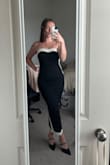 Absolutely obsessed with this dress. I am usually a 4-6 in dresses and got a S. Fits like a glove and i feel so confident in this dress. No issues with the material at all and the dress stays up all night long. You won't regret it. - Siobhan K.