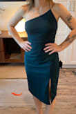 I received so many compliments in this dress! It fit incredibly, was stretchy, and was made with high quality fabric. room for sticky boobs but also was good without and did not show much nipple imprint. I loved that it was't too short either for my smaller height. The color was rich and beautiful. no complaints. - Mallory R.