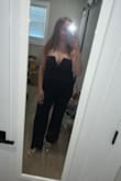 I purchased this outfit for a rehearsal dinner for a wedding that I am in, and it's perfect. Stretchy soft material that is so comfortable, and I thought it was very flattering on me. The loose part of the breast area is perfect as well for shading out my stomach. Very happy I decided to go with this outfit! - Kaitlyn B.