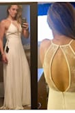 This dress makes me feel so fancy! Be very gentle with the lace, as it can tear easily. Also, it doesn't have any stretch, so be sure to check the measurements before ordering. I bought this beauty for my shower in April, and I'm so excited to wear it! - Lyndsey N.
