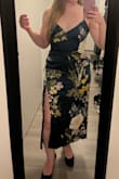 I eventually got the slit sewn down a few inches because I was paranoid about showing too much thigh, but after I did that, this was one of the most flattering dresses I've ever put on. The fabric ruching is in the perfect spot to make the waistline look great. Overall, loved it. - Amanda L.