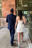 I got this for my courthouse wedding and it was perfect. I live in Texas, so it's still hot af in September. I did size down. I usually get a small but decided to get an XS for a more fitted look. So many compliments, I loved her! - Angela H.
