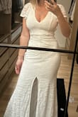 My friend recommended to try Lulus, as I was looking for my wedding dress with a small budget. I decided to give this dress a try, finding it beautiful and seeing that the fabric is stretchy; it has a high likelihood of fitting well. I had tried on some more affordable dresses from different places never feeling that I could get married in this, but with this dress, I did! The fabric feels soft and delicate, the fit is really really nice. I am 1,68m and 57kg with a fair cup size, and the XS dress accommodates the curves and waistline really nicely. I am even confident not to need a bra in this dress. It surpassed expectations. I am really happy to have given it a try, and now, I could not be happier! - Yente D.