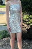 Bought for my daughter. She loved the sparkle and vibe, I loved the length, no alterations (slight stretch, adjustable straps), not a low neckline, and that she looked so polished! Seriously, I can't even describe how expensive it looked. Needed a strapless bra, but a basic bandeau did the job. - Jehanna F.