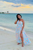 I wore this dress on the beach with my boyfriend. He took some great photos of me. I received a lot of compliments.
Weight: 158lb
Bra: 32H
I usually wear a medium, got it a large. Definitely size up - Sophia R.