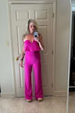 I love the color of this jumpsuit. As many others have said, it's super comfortable and high-quality. I was a little bummed because I'm always a medium in Lulus, but the medium was just too snug and showed every little curve on me so I had to order the large. I will include photos of the medium and the large. - Ashley S.