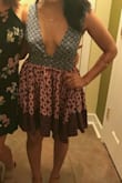 This dress is so so pretty and I got a ton of compliments when I wore this to formal. Like other reviewers, I thought the chest was a little baggy on me but I fixed it by pinning the bottom and it looked great! The tie in the back makes the dress somewhat adjustable. I usually go for S but I decided on XS for this one because it seemed loose and flowy and I'm glad I did! Overall it's a 10/10 - Reva J.