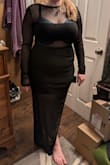 I got the XL, and the cloth covering the breasts was far too small. If I pull it up to where it should be, there was a MAJOR amount of underboob on display. I'm a 38F, but I worry that it wouldn't sufficiently cover a DD or higher. - Maria B.