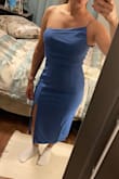I should get small size. Unfortunately, I don't feel comfortable to wear it because I feel the strapless side is falling down. The color is really nice though. - Michele S.