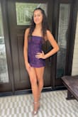 My daughter loved this dress! It fit really well. I personally thought it was a little too short. My daughter is 5'6 and ordered a small. From the pictures on the website, it looks more black. But, it's definitely more of a plum color and we loved the color even more when it arrived. - Jana G.