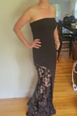 I felt amazing and beautiful in this simple black dress. The lace adds a bit to it. It was a little big in the chest area but used a strapless pushup and it was great. Made me feel elegant. - Tara Z.