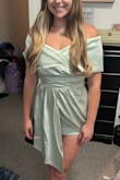 I am always a small in dresses. So I ordered a small in this and it is TIGHT. The zipper is AWFUL. Can't get it passed the seams. I never got this dress on all the way because between myself and my boyfriend, we couldn't get the zipper up. It was very tight but it would've been doable if the zipper worked properly. It's also VERY short. I have a big butt and hips and my butt cheeks were almost hanging out. 
The material itself is good quality and silky. The color is nice too.
You need to size up at least one size; maybe 2. The zipper is such a pain. Will have to return.
The pic I included is me with it on, but it is not zipped up fully in the back because the zipper gets stuck on each seam. - Caitlin W.
