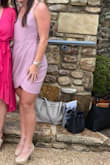 I love this dress so much I bought it in red! It fits perfectly and is so incredibly comfortable and you can dance and move great and it makes your legs and butt look great! I'm typically between a medium and small and went with small. Go smaller if you are unsure. - Catie C.