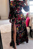 I loved the pattern of this dress and ordered it in 2 sizes (M & L) to make sure I got the right fit. The medium is still a little larger than I'd like, but I assume a small will be too tight.
Before I could even put the dress on the top button fell off. A friend is going to sew it on for me (it's a felt button with a loop fastener). And there are many loose strings and loose ends all over the dress, which I'll cut off.
Despite the issues, I'm keeping the dress and will wear it to the wedding. The pattern is so pretty and perfect for fall. - Nicole S.