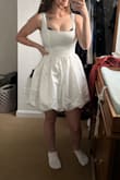 Not my usual style but I bought it for the eras tour as a mini ttpd dress. It fits perfect save for the bust which was on the tighter side, I had to pull my girls up and out a bit to zip it but the bra showing is more like Taylor swifts look so I'm perfectly happy! Would probably fit better without a bra for anything other event! - Kelsie P.
