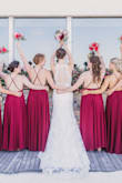 I wore this dress as the Maid of Honor along with six other bridesmaids in my best friend's wedding back in September and it could not have been more perfect! The color is simply stunning and the dress is so comfortable! The adjustable straps make it so easy and give the perfect look to your backside! The dress is also very thick and full so it makes it look more formal and just overall classy. We all received so many compliments on the dress, and you can't beat the price! I highly recommend this dress and all of its color varieties especially for any wedding occasion! - Marleigh M.