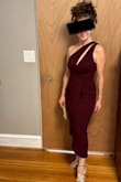 Ordered this on a whim since it was a major sale and was blown away by how well it fit me. It's definitely longer on me than in in the pic but I didn't mind. I absolutely loved wearing it for a wedding last weekend and felt elegant and was fun for dancing. Material is thick but draped nicely. I washed it on gentle cycle and laid it flat to dry. Looks good as new. I can't wait to wear it again. - Sara S.