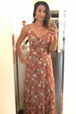 Loved this dress and received lots of compliments. The slit is a little high so I had to safety pin it, but still recommend this dress. - Silvia C.