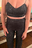 Had low expectations that this would work/fit but I was SO excited that it fit perfectly!  I am only 5ft and did not have to get the pants tailored once I had heels on.  The material has a stretch to it that was really flattering too! So many compliments, it was the perfect outfit for our 40th Disco party. - Jennifer H.