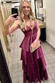 This dress is beautiful! The quality is great! I got so many compliments! 
I originally ordered a medium based off the reviews. But it ended up being too big so I ordered the small and it fit like a glove! I wore about a 2 inch heel and it was perfect! - Staci G.