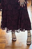 I chose the burgundy dress and was not disappointed. From the reviews I read before buying it, I knew I would need to add some stitches on the neckline. Quite showy so, no surprises on that part, this will be handled. 
I am very happy with the dress. The fabric does not disappoint, does not look cheap and the color is beautiful. I am 5'4, and the dress goes just a few inches above my ankles, with high heels. I think it looks really nice and elegant. Recommended. - Maria C.