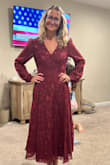 This dress will be perfect for Christmas! Fit is wonderful, I love the wrap around concept to make it tighter or more loose depending on which Christmas event I'll be attending. The color is gorgeous and I love that the material is double layered! Amazing quality! - Hanna M.