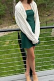 I ordered this romper to wear at a wedding and my daughter wanted one for herself. She ended up wearing it to Homecoming. She is very tiny and the XS fit well (a little loose on top). I ordered the small originally and ended up returning it for the medium. I'm 5'5, 125 pounds, 34D. I could get the small on, but it was really tight. I am excited to wear mine to a wedding in a few weeks. Really happy with this purchase for both my daughter and me! - Rosemary D.