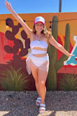 I wore this for my bachelorette trip and it was perfect for the occasion. It was a bit snug in the strap across my stomach but not enough for me to return. - MaKayla