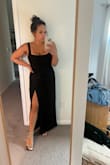 This dress is gorg and very flattering but the zipper is kind of wonky. It gets stuck almost at the top. It should be ok so I'm keeping it. - Gabbi N.