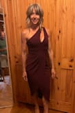 This dress fits wonderfully. Great stretchy material and fairly lightweight, very forgiving for any self-conscious curves, but also very flattering. Only issue I have is a zipper is very difficult to move up or down past the seem. - Christy L.