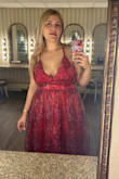 Beautiful dress, normally I'm a Large but with this dress I used XL and it fit perfectly. I love the fabric. You have to wear heels it's a very long dress - Maria V.