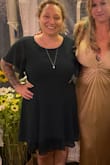 This dress fit so nice and light!!! I got so many compliments. Based on other reviews and dresses I have purchased, I did size up to an XL and I'm glad I did. It wasn't too tight and fit my bust area nicely!!! I would definitely recommend this dress!!! - Jessica D.