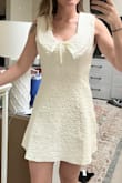 The material is soft, not thin/sheer, not tight/does give nice room to breathe, and comfortable. I ordered a size small and it actually fits pretty perfectly. I was worried it might be too short (I have a bit of a booty), but again this dress fit me nicely. - Sara L.