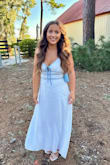 I loved this dress! The length was perfect. It also was a little tight in the ribcage area but not enough to need a larger size. - Marissa F.