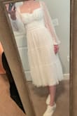 Love the sleeves and flowy bottom but wish it was a maxi style. The cups are also very large although fit my small chest okay just looks strange to me - Brittney C.