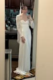 Love this dress! I bought this as my wedding dress. The only problem I ran into personally was that there was some extra fabric around the bicep area. I ended up getting it tailored and it came out perfect! - Jerika S.