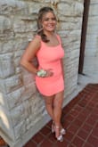 This dress was the perfect stretchy material. My daughter has a curvy body with a busty top but this did a great job covering her fully yet still making her feel like she was able to keep up with everyone's style. - Allison D.
