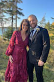 I wore this dress to a wedding in the fall in Maine and it was absolutely perfect. This was a small wedding (17 guests) and i received many compliments, so that should speak to how beautiful this dress is. The ribbon along the rib cage doesn't stretch but it fit fine as long as I wasn't taking a huge breath, which you don't normally do anyways. Highly recommend this dress!

**My bust size wasn't an option but I'm a little 30D for reference - Kim J.