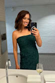 I wore this to my brother's rehearsal dinner and welcome party. I've never received more compliments in one night. It's lightweight and comfortable with plenty of stretch. It was a little large in the bust for me but it stayed up just fine with the elastic grip around the top. I'll wear it again for our corporate Christmas party. I'd buy it in more colors if they had them! - Ashley P.