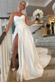 This dress is gorgeous! It definitely runs a little small but it's super long. Needs some alterations for shorter girls but not a problem! I kept my original lengths and no regrets. It was perfect for my beach wedding! - Irina D.