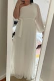 I wear a size 12 typically; 205 lb, 5'6'', and I'm more of a straighter build (smaller chest). This dress is SO perfect for rehearsal activities for my wedding. I have a 38 bust size so the dress is a bit tight just below my bust, BUT it zipped and will work just fine for the day of. Will wear pasties just to be safe but probably don't need them. Dress is a bit long, but with heels, it'll be PERFECT. - Abbey-Rose B.