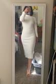 I bought this for my engagement photoshoot at the end of the month. The fabric is thick and nice. The sleeves are too long for me, but it's not a problem. It's a bit long for me, but I'm under 5'. I like it because it accentuates my body shape. I also like the slit on the side. - An D.