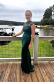I wore this dress to escort my son on the football field for his senior year Homecoming court. It fits like a glove. The material is thick with a nice liner. I got sooooo many compliments! It's long for me, but I'm only 5'2 so with high heels it was close enough to not need to alter for one night. I just held on to the train when I walked.  A lot of people complain about the zipper, and yes, it does kind of stick when you get in between your shoulder blades, but you just have to straighten it out and ease it up. It's fine, I promise. It's a stunning dress and I'm so thankful that I chose it!! - Ansley B.