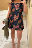Ugh I LOVE this dress. I felt so confident in it and received so many compliments. I was in between a size large and medium, but went with a large and it worked out great (especially when sitting, idk if I could've sat comfortably in a medium). I was worried about it being too short but it was fine, just don't bend straight over lol - Carley S.